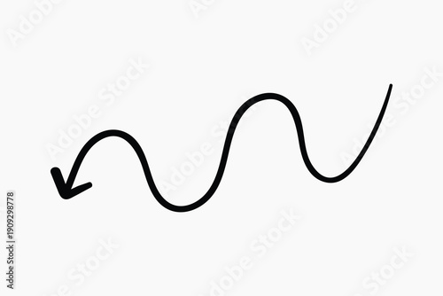 Curved arrow line drawing illustration vector