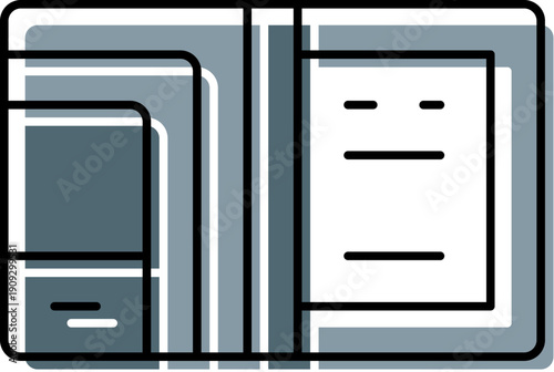 Open wallet graphic showing interior pockets and slots for organizing money, cards, and personal effects, symbolizing finance, transaction, payment, and budget management