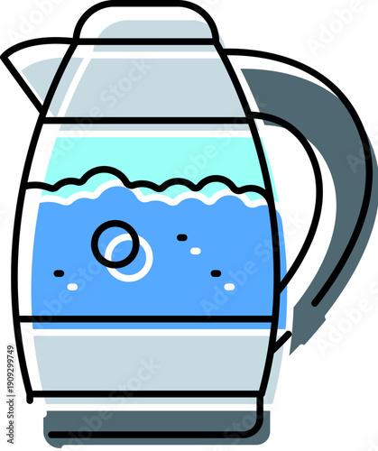 Electric kettle boiling water, providing a modern kitchen appliance for preparing hot beverages like tea or coffee, highlighting convenience and functionality