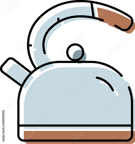 Kitchen kettle steaming on the stove, boiling water ready for tea or coffee, evoking cozy morning routines, breakfast preparation, and comforting hot beverages at home