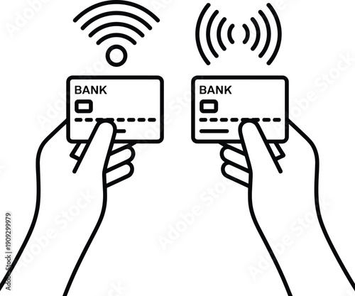 Contactless payment between two credit cards using NFC wireless technology for transaction