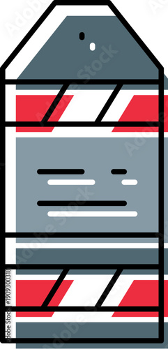 Road pylon icon signaling construction zone, traffic caution and temporary roadblock, minimal flat line art symbol for safety, guidance, warning and urban maintenance navigation systems