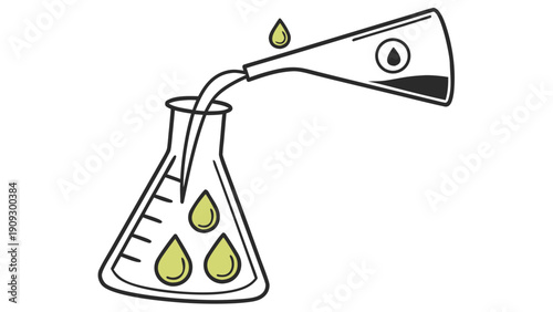 Laboratory Erlenmeyer Flask with Oil Being Poured.