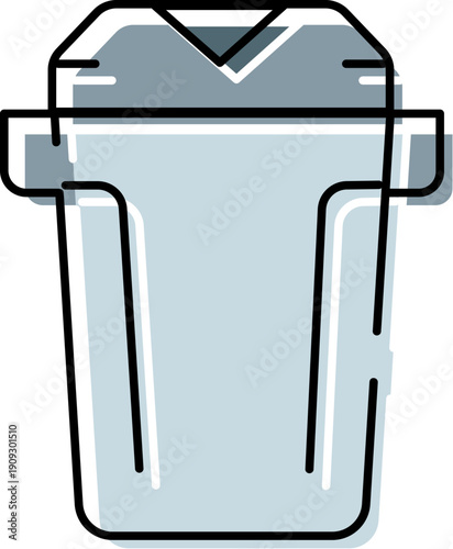 Garbage bin icon symbolizing waste management, recycling and environmental responsibility, clean flat line art for eco, sustainability, disposal, reuse, reduce, conserve and cleanup concepts