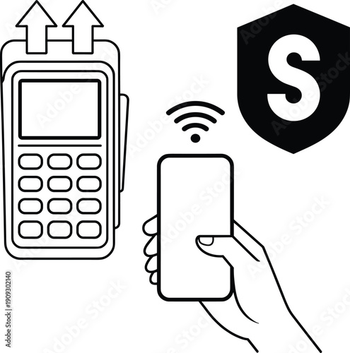 Tap to pay wirelessly with smartphone for contactless credit card payment on pos machine