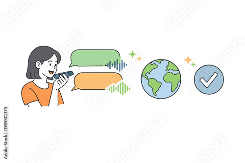 Female using voice recognition technology for global communication