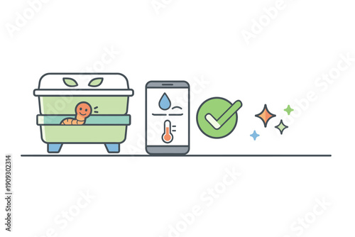 Eco-friendly indoor composting system with worm bin and smartphone monitoring