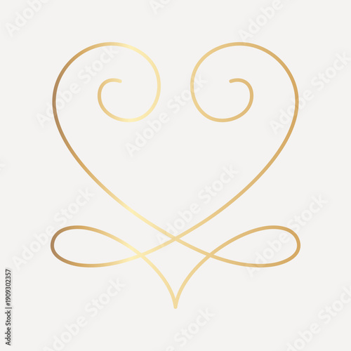Elegant gold heart design, hand drawn vector