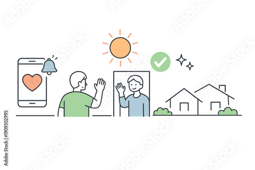 Virtual communication: male interaction via mobile app for connection and approval