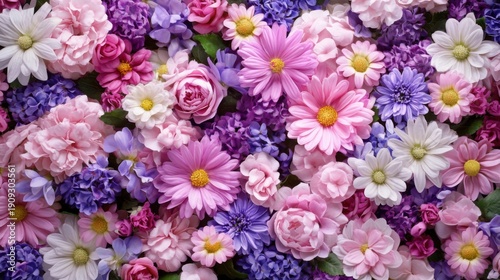 Floral symphony showcasing a vibrant array of blossoms in harmonious color composition