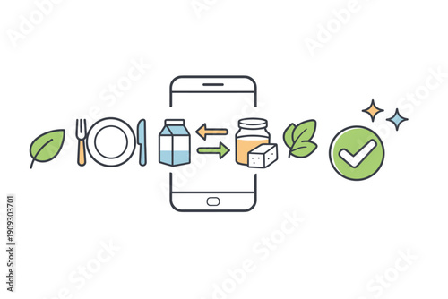 Mobile app for healthy food alternatives with dairy and vegan options