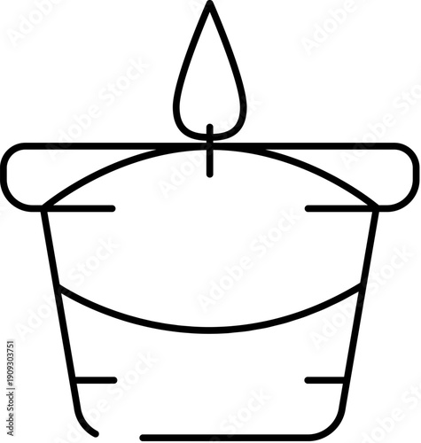 Lit candle icon projecting a sense of comfort and relaxation, representing concepts like spirituality, meditation, well being, and festive celebration