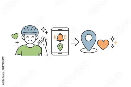 Male cyclist with smartphone for navigation and location tracking