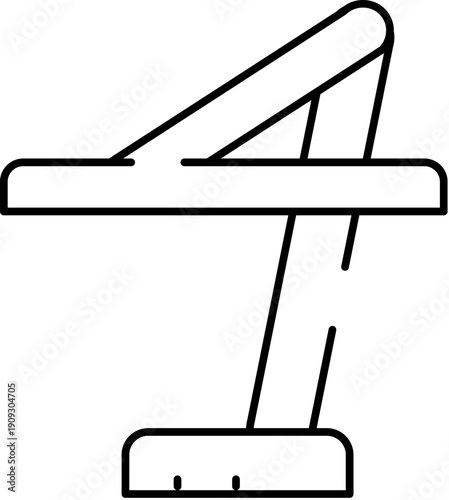 Desk luminaire icon providing focused illumination, representing concepts of productivity, study, work, reading, learning, and office environments with a modern linear design