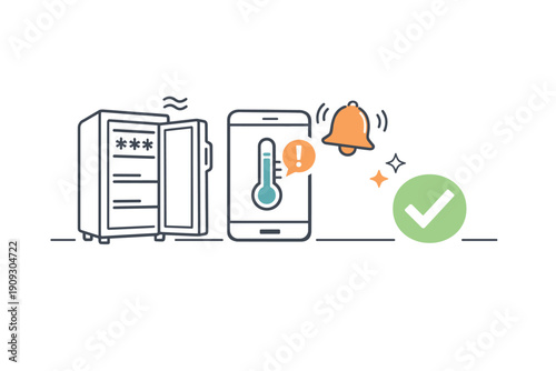 Smart refrigerator system with temperature alert and app notification