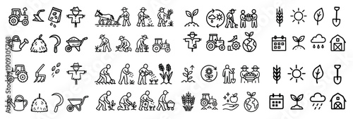 Farming and agriculture icons collection