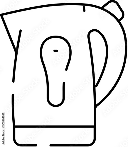 Electric water kettle outline icon depicting a modern kitchen appliance for quickly boiling water to prepare tea, coffee or other hot drinks with minimalist line art design