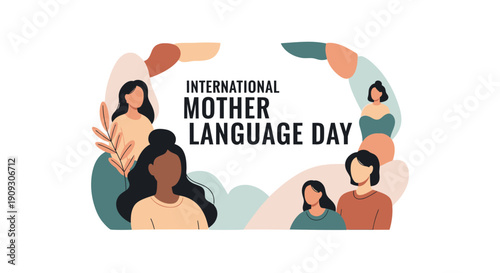 People celebrate International Mother Language Day with diverse illustrations