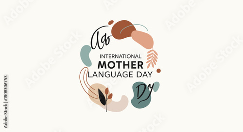 International Mother Language Day celebration with colorful abstract shapes