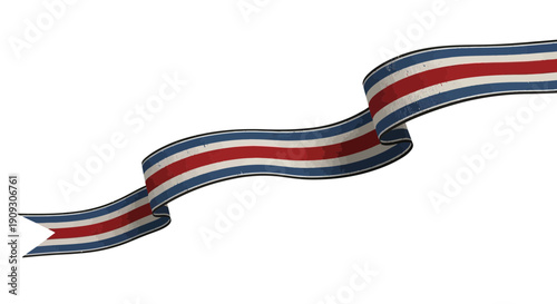 Retro Ribbon Banner with Red, White, and Blue Stripes