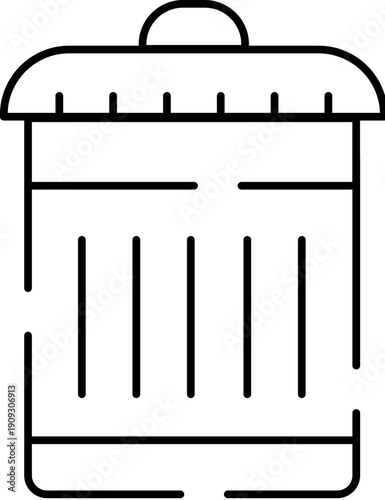 Trash can icon representing delete, remove, or dispose action for digital data, minimal outline pictogram for ui, app or web interface indicating cleanup, maintenance, and system organization