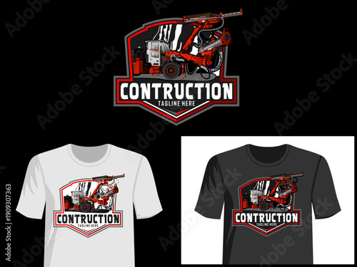 modern mining excavator logo template for contruction industry