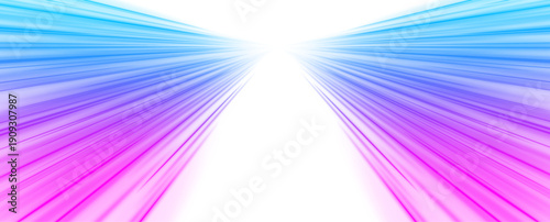 Neon pink and cyan lanes stretch toward a distant glowing horizon. Reflections shimmer across the sleek surface. The composition radiates speed, motion, and modern design. PNG