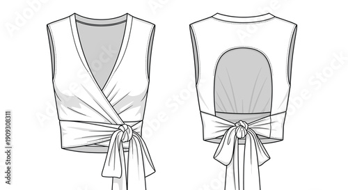 Fashion Forward Female: Sleek and Stylish Sleeveless Crop Top with an Open Back Design and Tie Waist - Perfect for Spring and Summer Fashion Collections