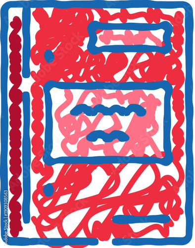 Notebook open to colorful doodles and scribbled notes, evoking creativity, planning, study, personal journaling, ideas, and informal sketches for education or design inspiration