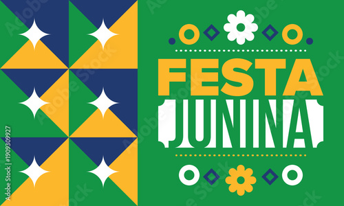 Festa Junina in Brazil. Brazilian festival. Happy holiday. Brazil flag. Carnival and parade. Summer fun party. Vector illustration