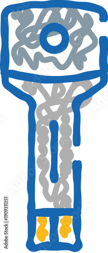 Digital key lock icon drawing representing smart home security and iot access control, symbolizing protection, authentication and connected safety for modern homes and buildings