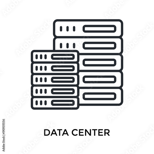 Data Center Icon Outline Style. Vector Illustration For Graphic Design
