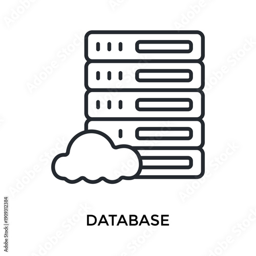Database Icon Outline Style. Vector Illustration For Graphic Design