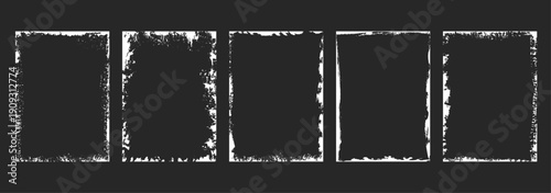 Distressed grunge rectangular frames with vintage textured borders, rough worn paper edges, retro abstract outlines, decorative vector design elements for posters, photo frames, backgrounds.