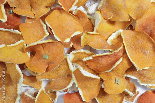 Bild auf Leinwand Dried orange peels texture background, natural citrus surface