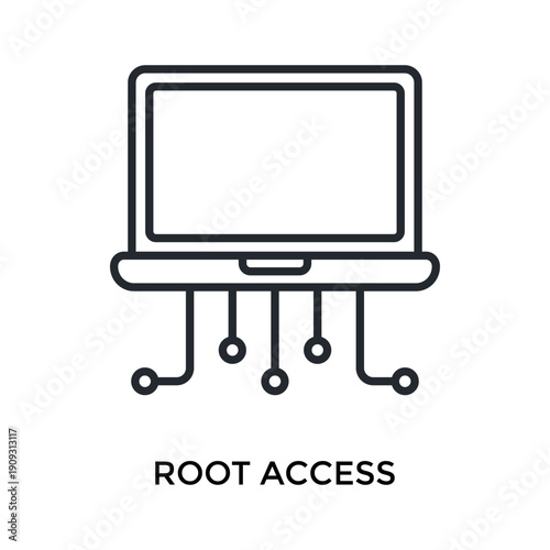Root Access Icon Outline Style. Vector Illustration For Graphic Design