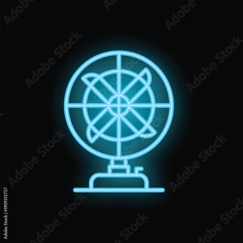 Neon ventilator blowing fresh air, a modern take on a classic appliance