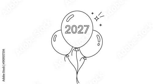 Happy New Year 2027 Balloons Celebration
