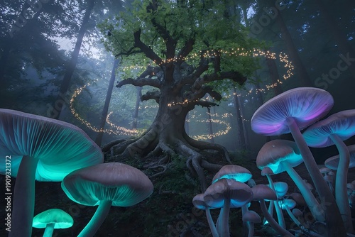 Enchanted Glowing Forest scene