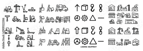 Industrial and transport icon set