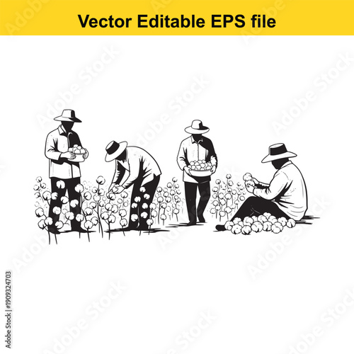  farmers harvesting crops in a field