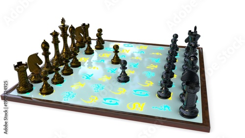 Tableau sur toile the movement of magical chess pieces
