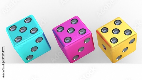 Картината върху платно Three dice made of metal