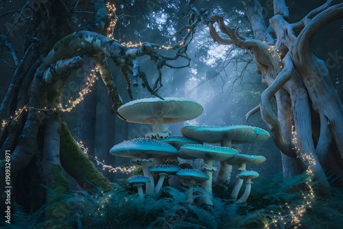 Moonlit Enchanted Woods with Bioluminescent Magic  