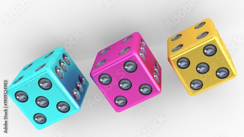 Photography Three dice made of metal
