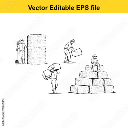  men constructing a stone structure