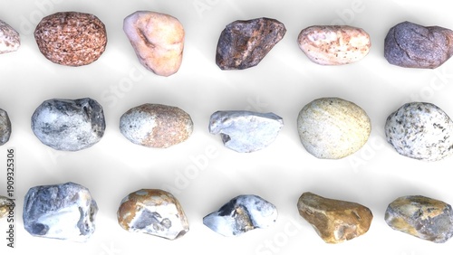 type of rocks on white background