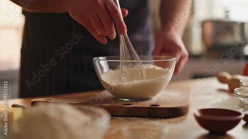 Wallpaper Mural Captivating Baking Scene: Flour and Egg in a Glass Bowl for Culinary Masterpieces Torontodigital.ca