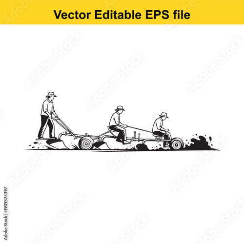  three people working together on a large machine