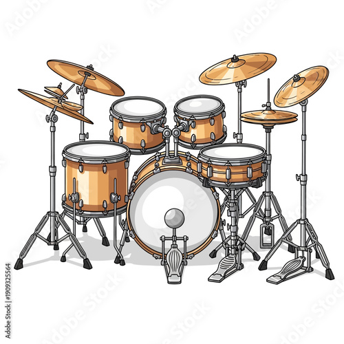 Professional drum set illustration for music and entertainment